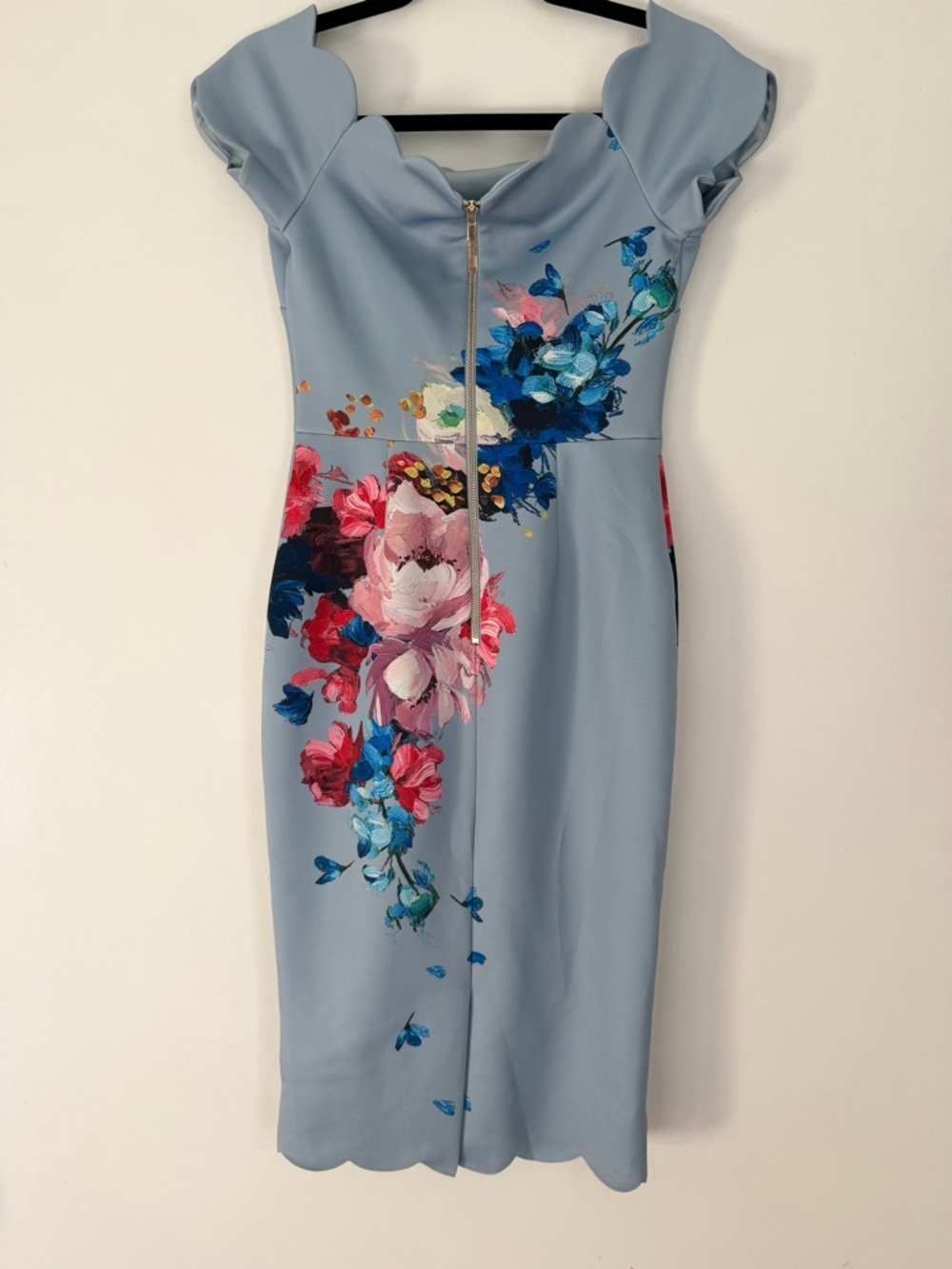 Ted Baker London Hailly bardot dress in raspberry ripple print size1 UK/ 4US - Picture 4 of 5